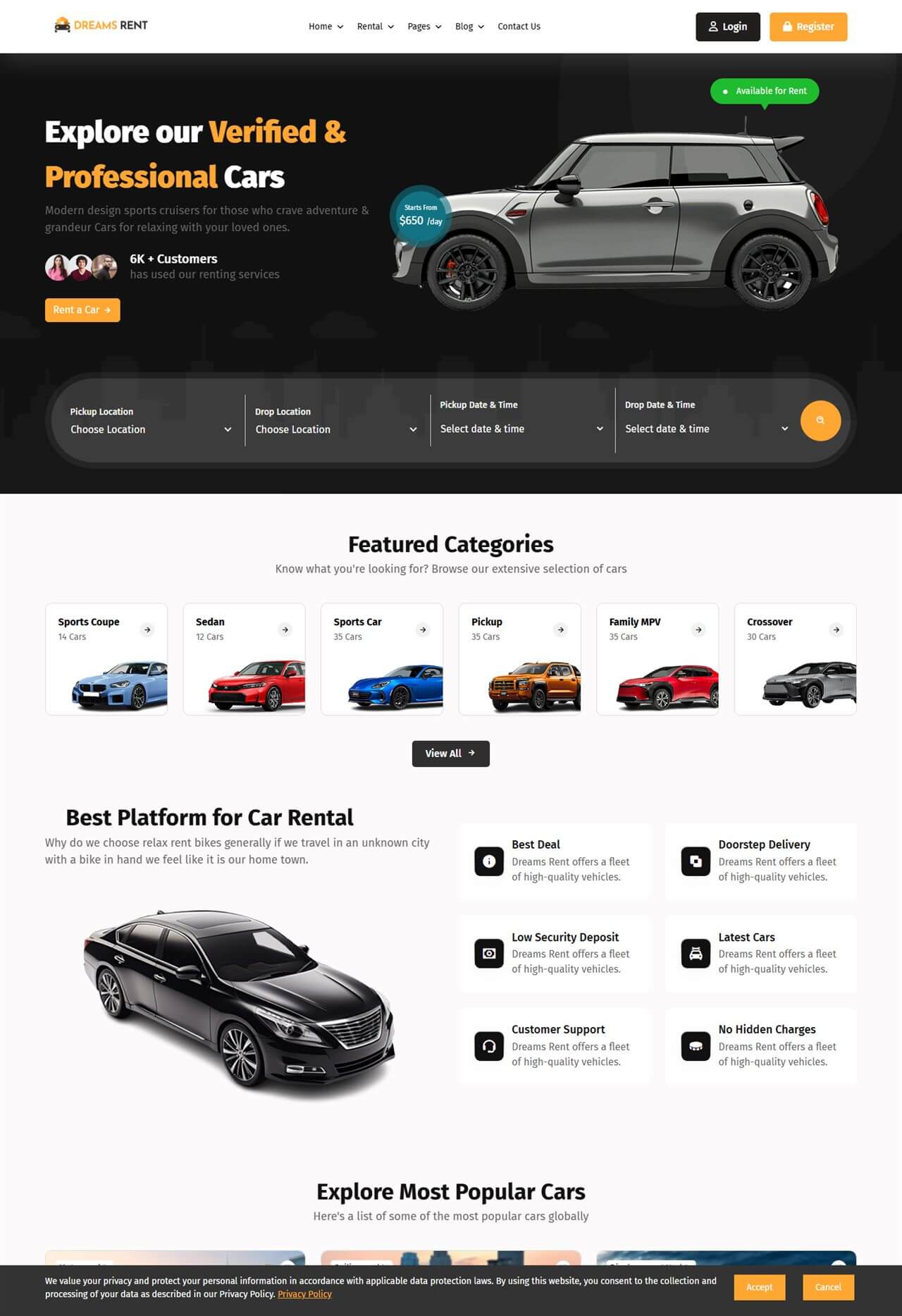 Car Rental 2 homepage demo