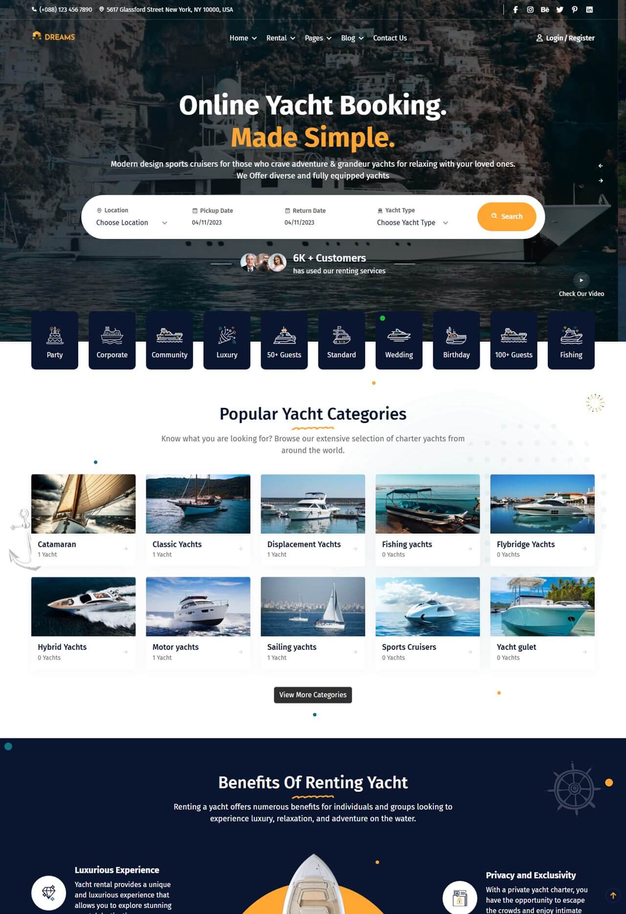 Yacht Rental homepage demo